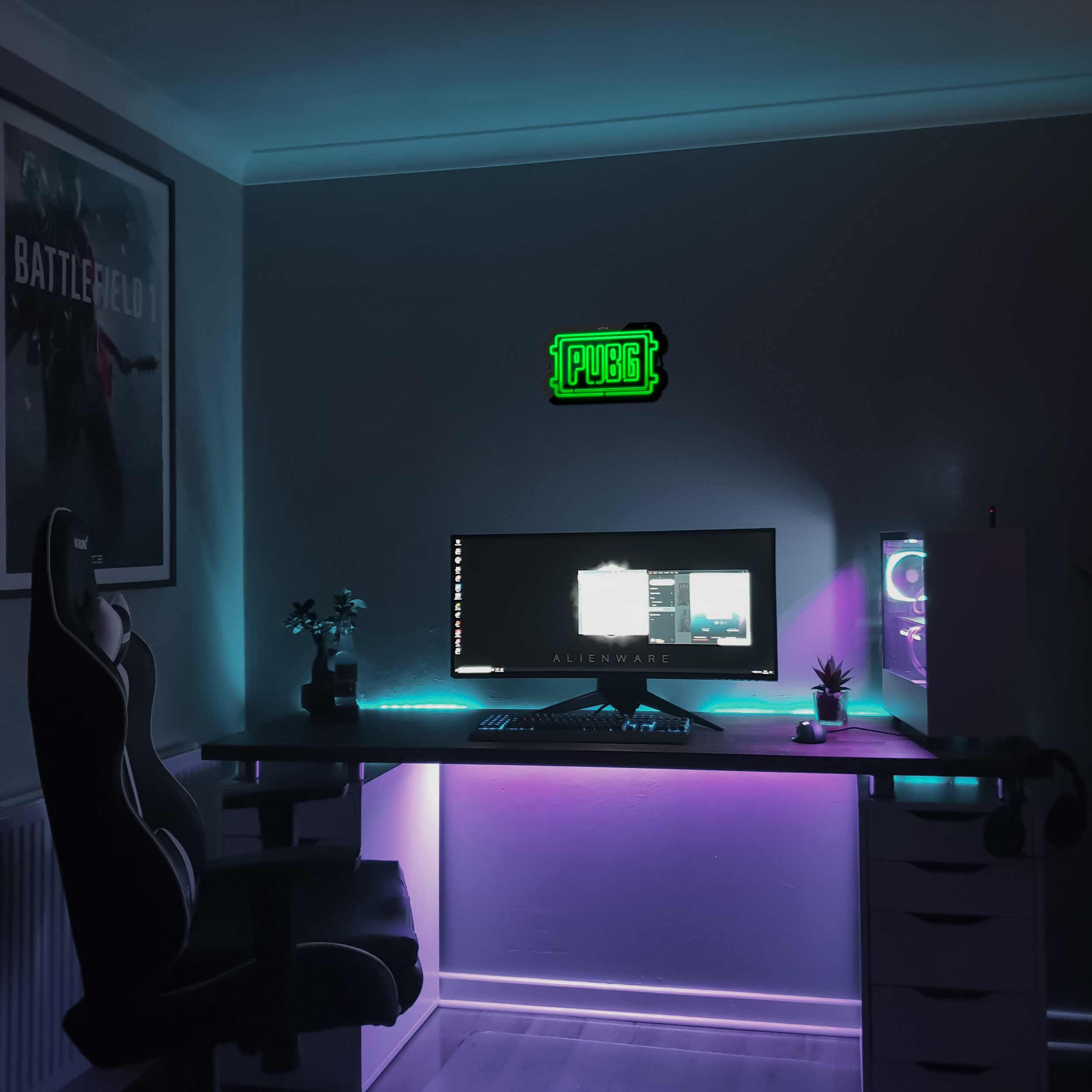 چراغ دیواری نئون دیزاین طرح Pubg-Logo-BL_GR