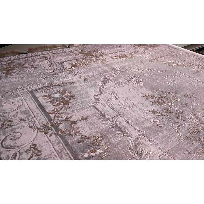 فرش ماشینی زمرد مشهد طرح پتینه کد TA119 زمینه طوسی