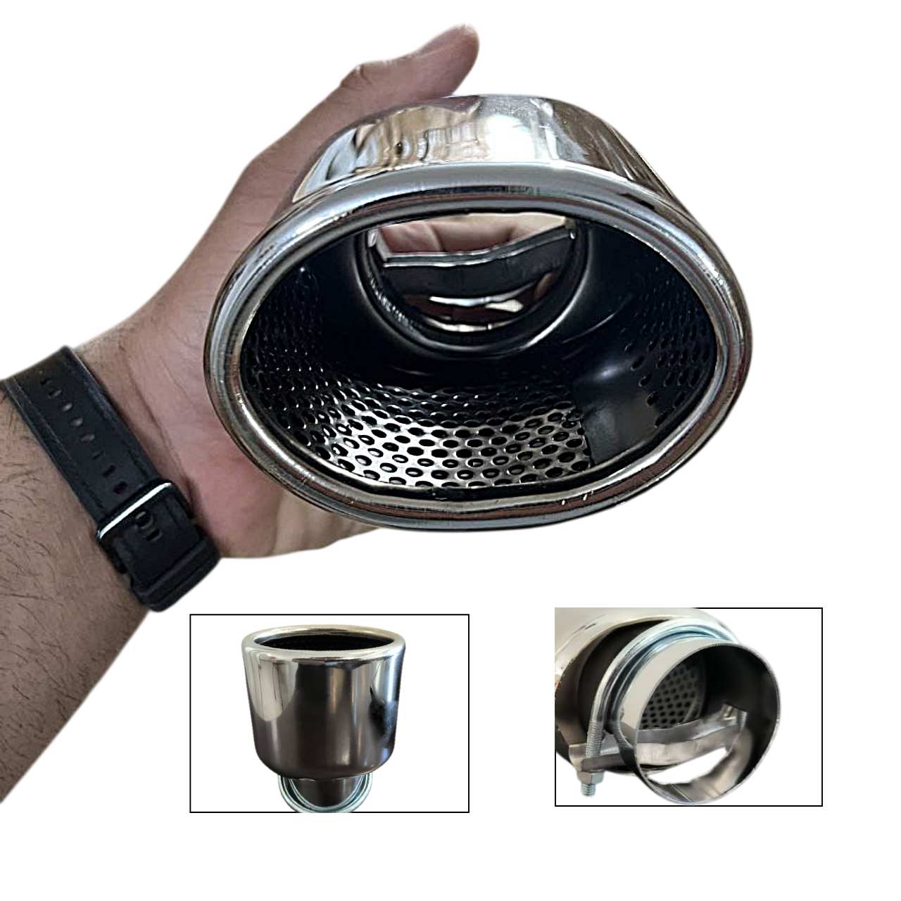 سر اگزوز مدل کتابی کوچک بدون لبه آبکاری شده کد 313 برند جی اس