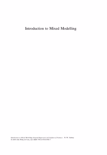 خرید و دانلود نسخه کامل کتاب Introduction to Mixed Modelling: Beyond Regression and Analysis of Variance