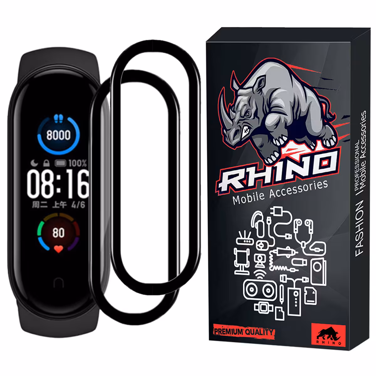 محافظ صفحه نمایش راینو مدل R-PMMA مناسب برای مچ بند هوشمند شیائومی Mi Band 4 بسته 2 عددی