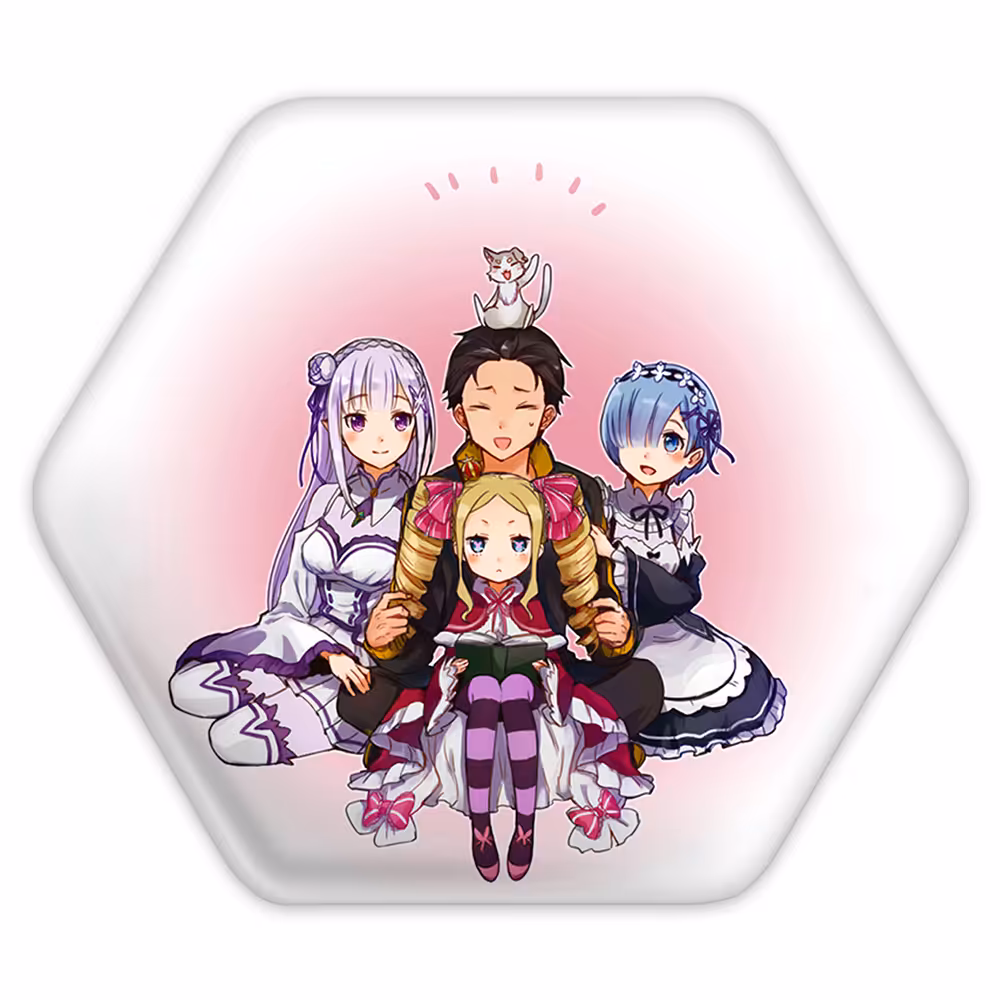 پیکسل خندالو طرح رم و رام و براتریس و امیلیا انیمه ری زیرو ReZero مدل شش ضلعی کد 12851