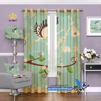پرده پانچ کودکانه طرح اتاق خواب زمینه پرنده کد s-7057