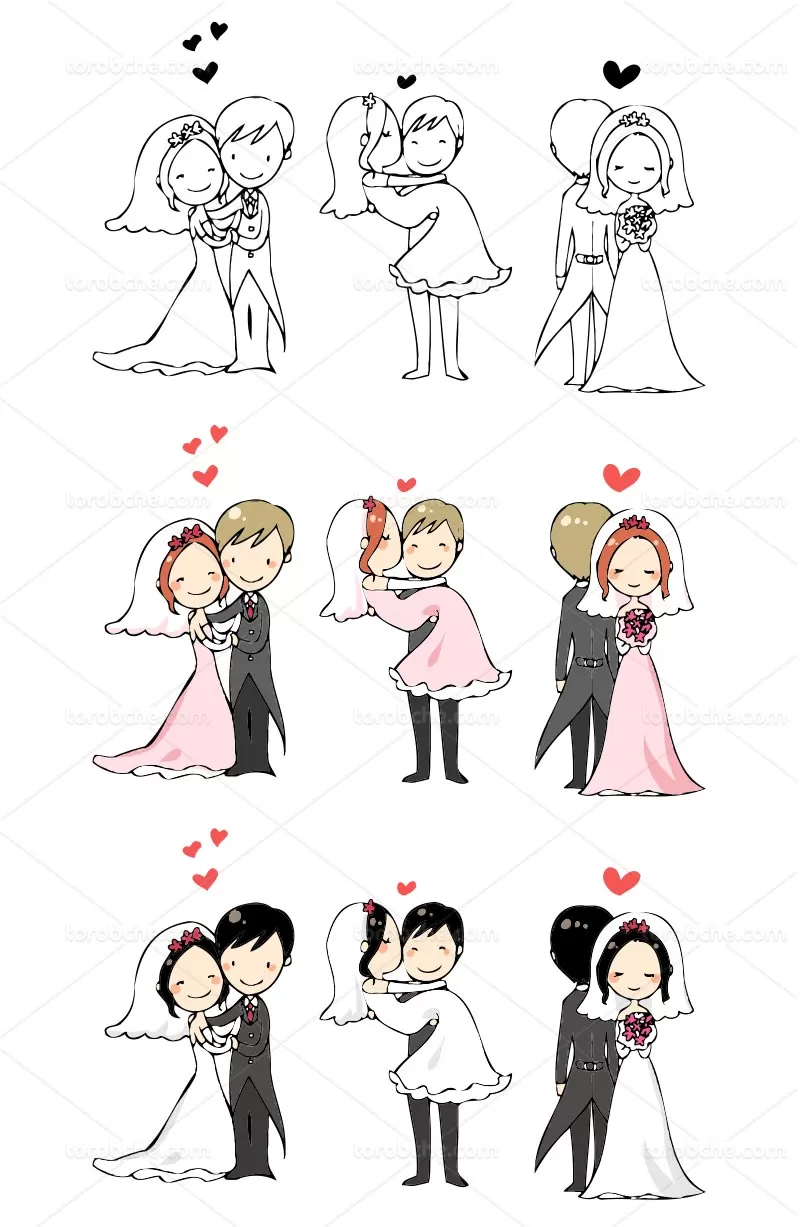 وکتور با کیفیت عروس و داماد | گرافیک با طعم تربچه