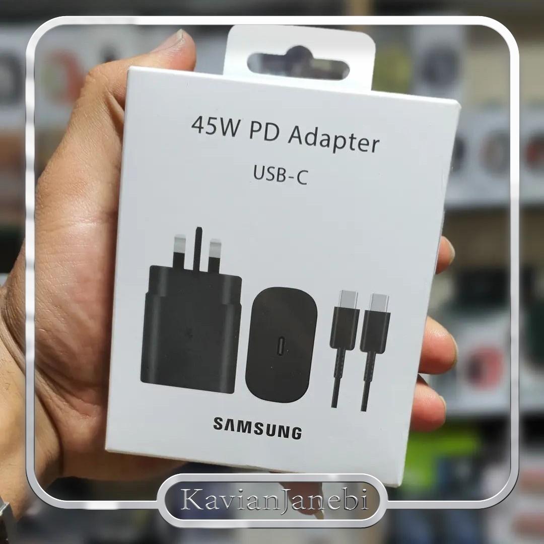 شارژر دیواری سه پین 45W فست و PD تک پورت SAMSUNG Type-C 