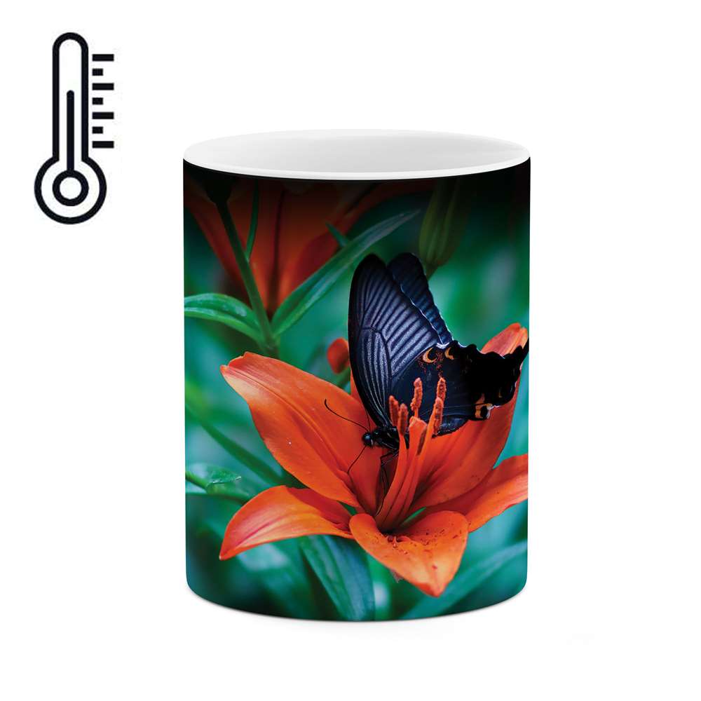 ماگ حرارتی طرح پروانه رو گل مدل mgp00535