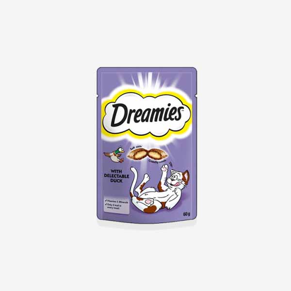 تشویقی مغزدار گربه Dreamies با طعم اردک مناسب همه سنین و نژادها