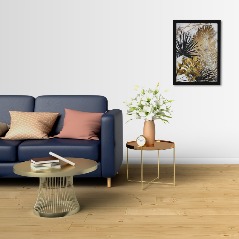 تابلو مدل دکوراتیو مینیمال برگ طلایی کد YFB2131