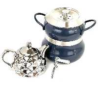 کتری قوری استکانی رنگی وسط استیل