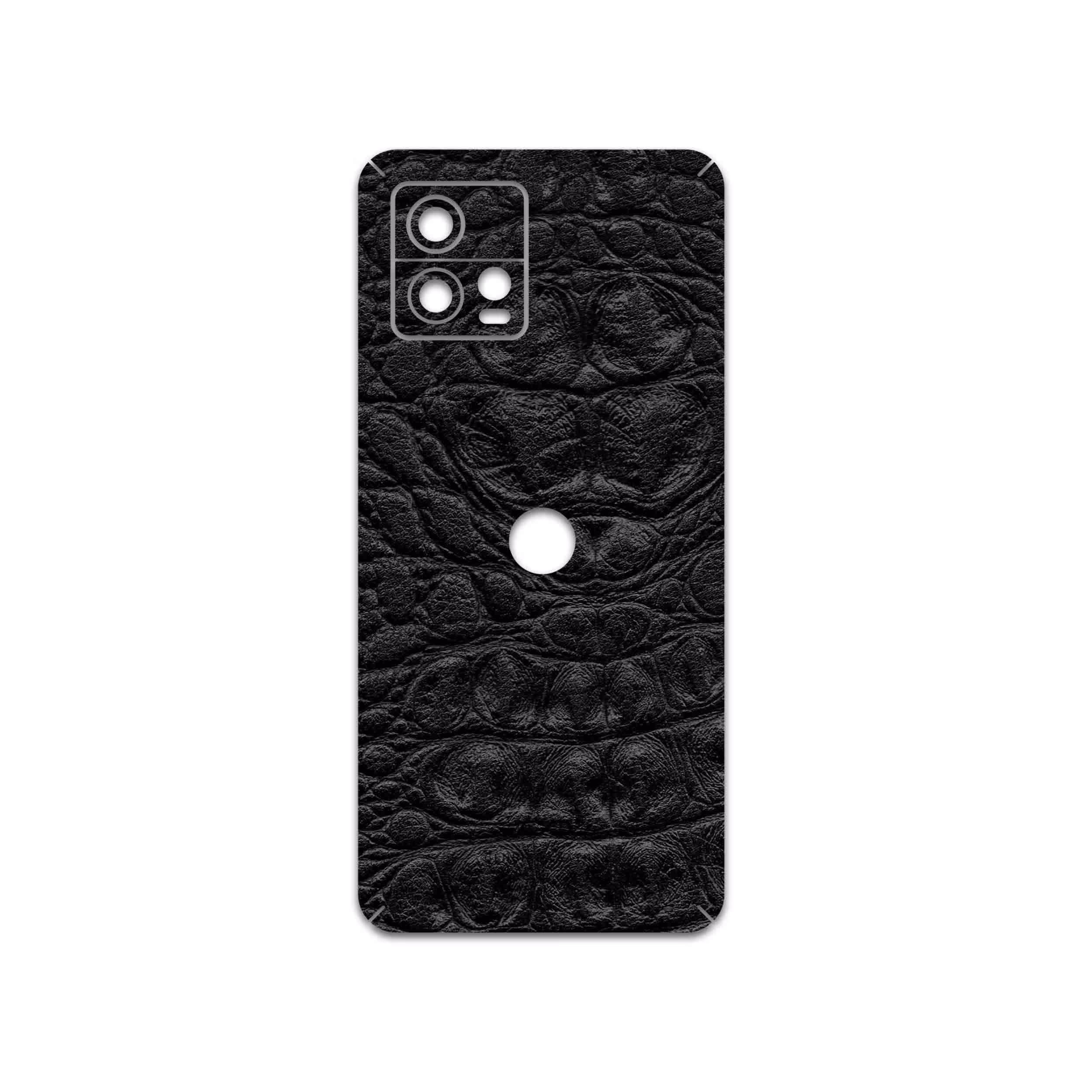 برچسب پوششی ماهوت مدل Black-Crocodile-Leather مناسب برای گوشی موبایل موتورولا Moto G72