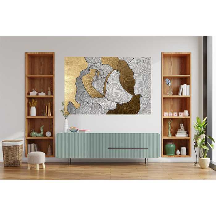  تابلو نقاشی ورق طلا طرح گل رز کد a004 