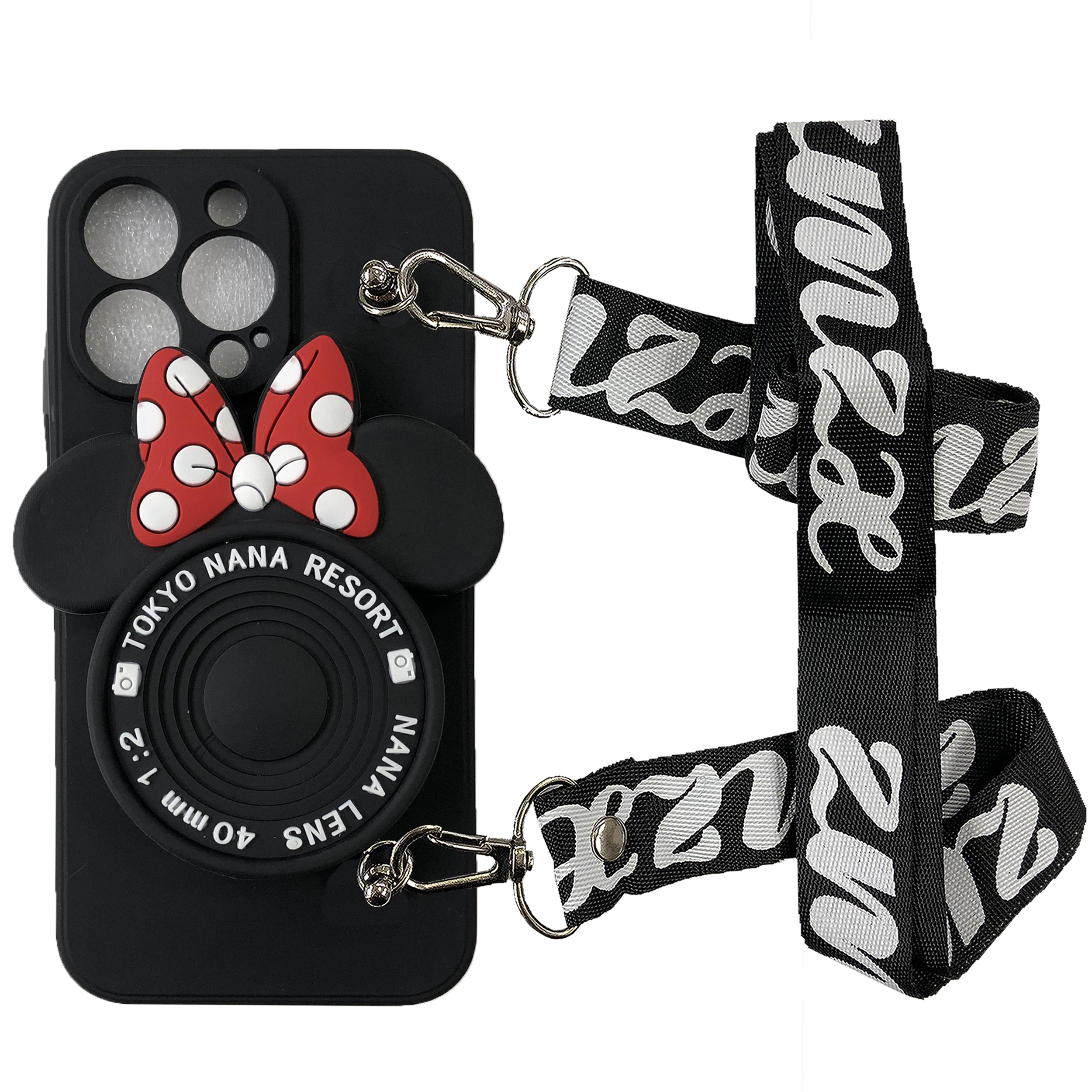 کاور طرح مینی ماوس مدل 13PRO مناسب برای گوشی موبایل اپل iphone 13 pro به همراه پایه نگهدارنده و بند