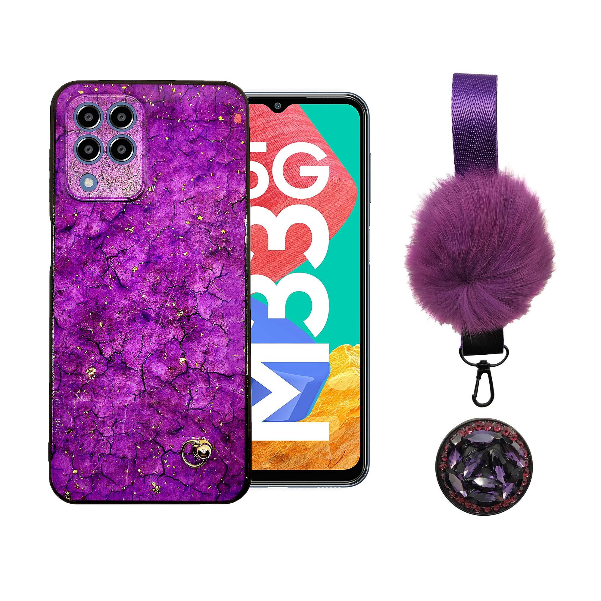 کاور مدل پام پام مناسب برای گوشی موبایل سامسونگ Galaxy M33 5G به همراه بند و پایه نگهدارنده