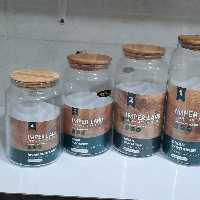 بانکه حبوبات شیشه ای در چوبی امپریال سایز 4 جاحبوباتی شیشه ای 