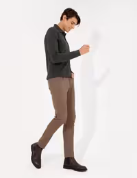 شلوار کتان مردانه قهوه ای پیرکاردین