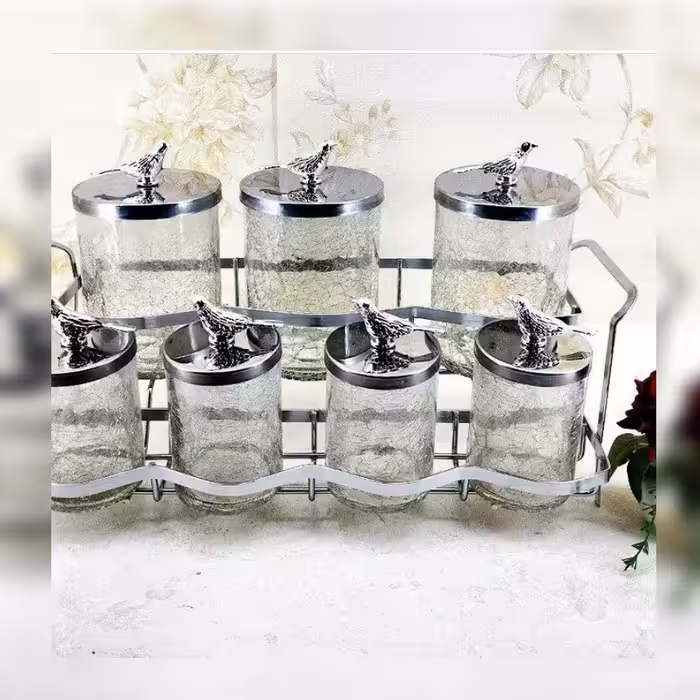پاسماوری شیشه آبگز استند فلزی 8 پارچه 