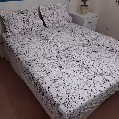 سرویس ملحفه مدل کشدوز niki05.25 طرح برفک کد 160  دو نفره سه تکه