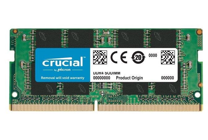 رم لپ تاپ کروشال تک کاناله DDR4 با حافظه 32 گیگابایت و فرکانس 2666 مگاهرتز