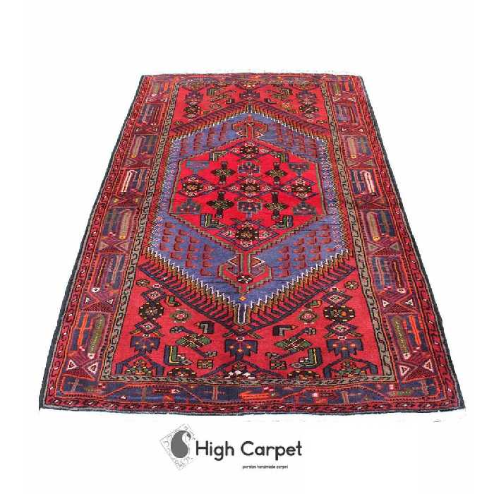 فرش دستبافت عشایری زنجان سه متری زمینه قرمز بنفش کد 0297