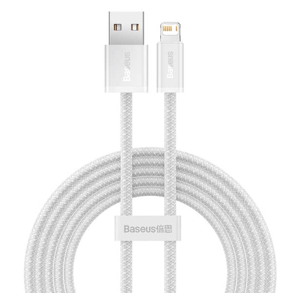 کابل 1 متری لایتنینگ بیسوس Baseus CALD000402 Dynamic Series 2.4A USB to Lightning white 1m