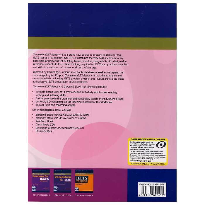 کتاب Cambridge English Complete IELTS (4-5) اثر جمعی از نویسندگان انتشارات کمبریج
