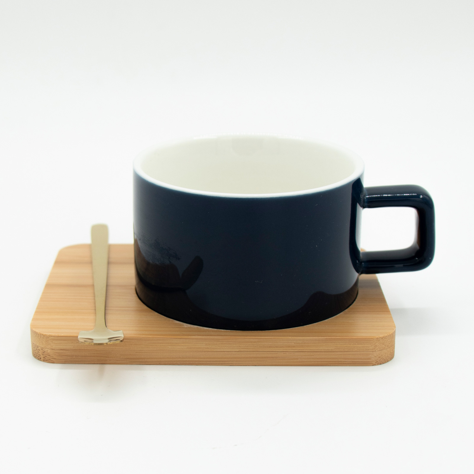 ماگ دسر با سینی چوبی کد 206 سرمه ای