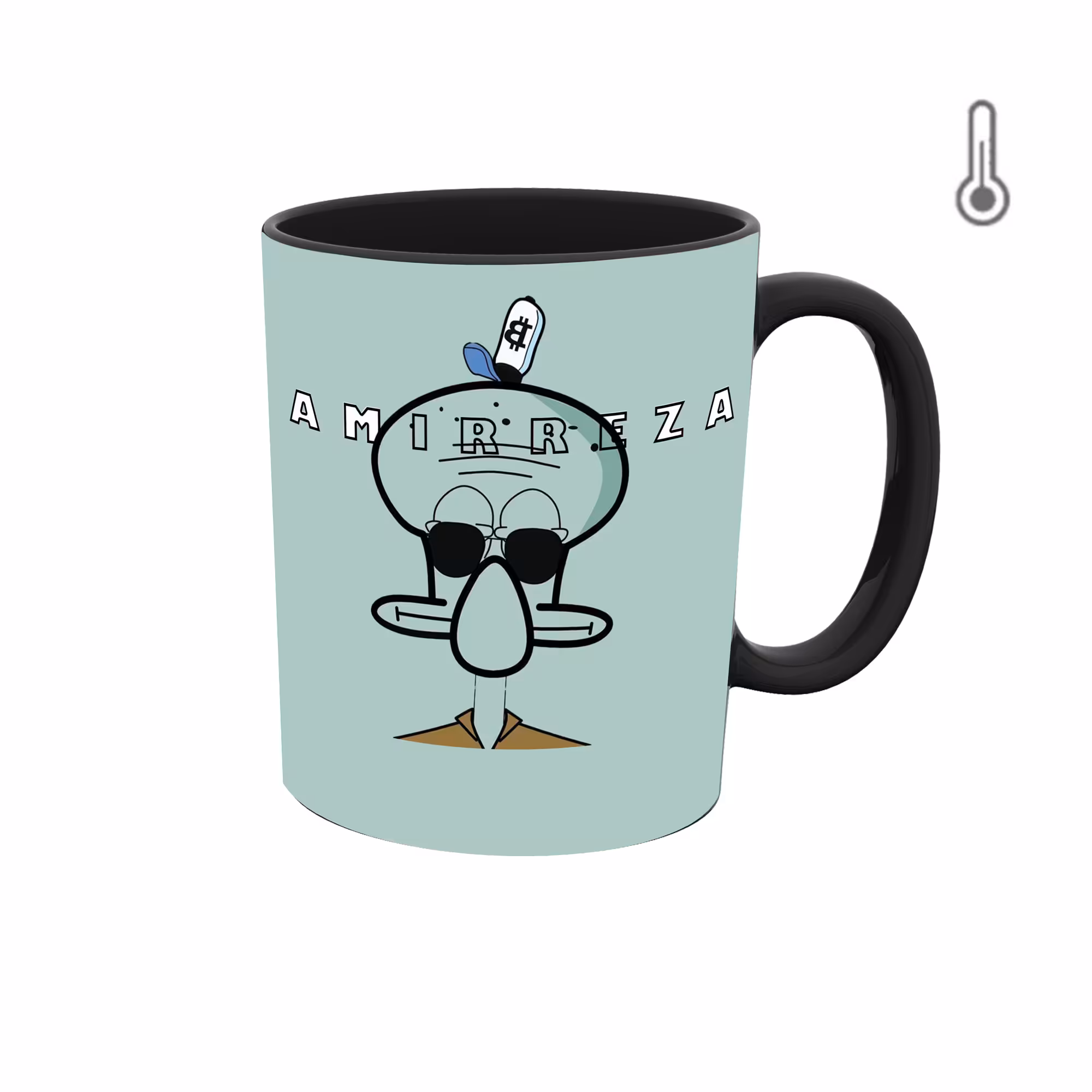 ماگ حرارتی طرح اسم امیررضا مدل گرافیکی اختاپوس 