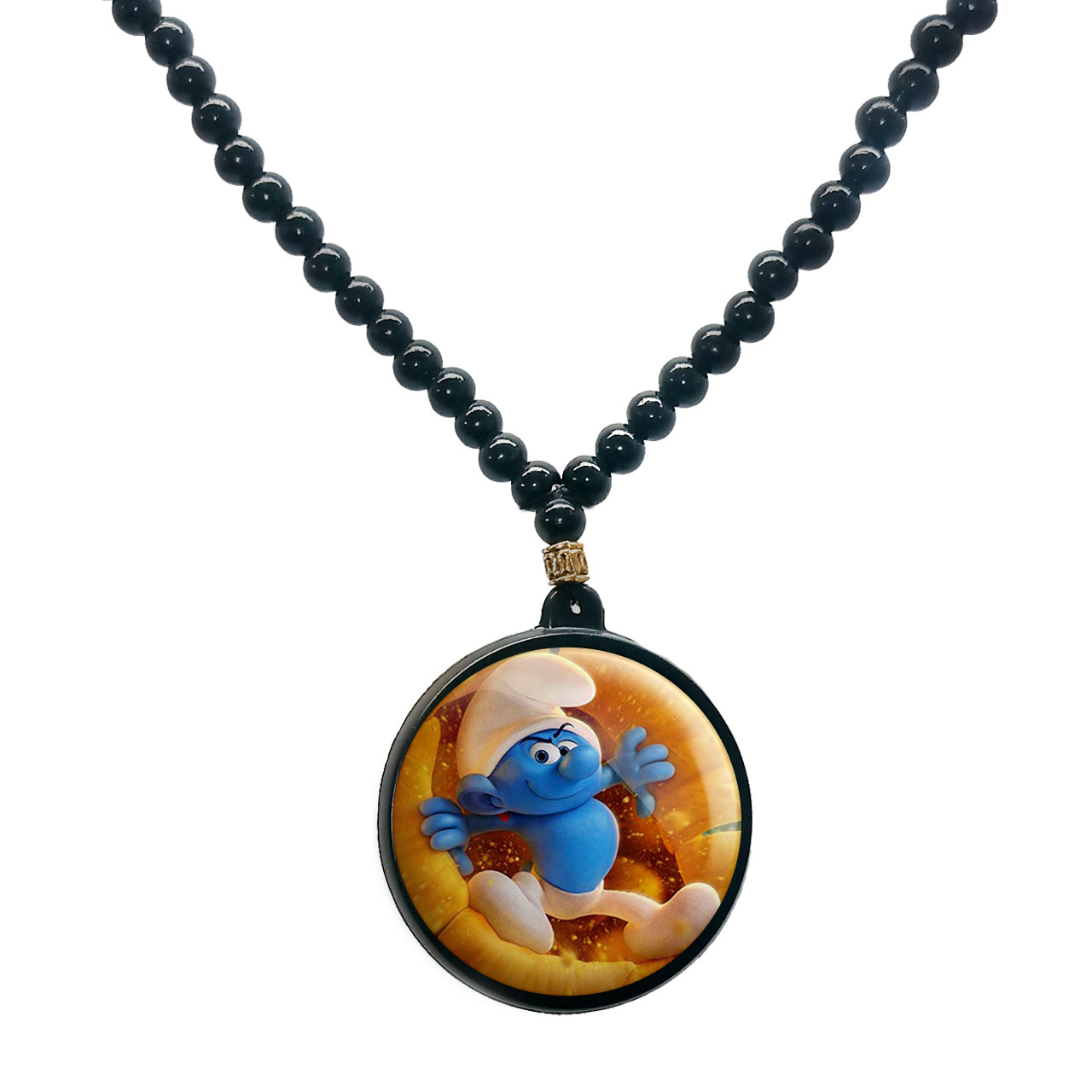 گردنبند پرمانه طرح اسمورف کد pmd.10486 مدل دو طرفه