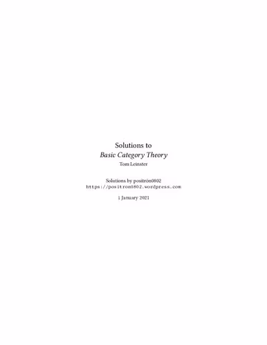 خرید و دانلود نسخه کامل کتاب Solutions to "Basic Category Theory" by Tom Leinster