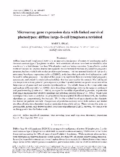 خرید و دانلود نسخه کامل کتاب Microarray gene expression data with linked survival phenotypes: diffuse large-B-cell lymphoma revisited