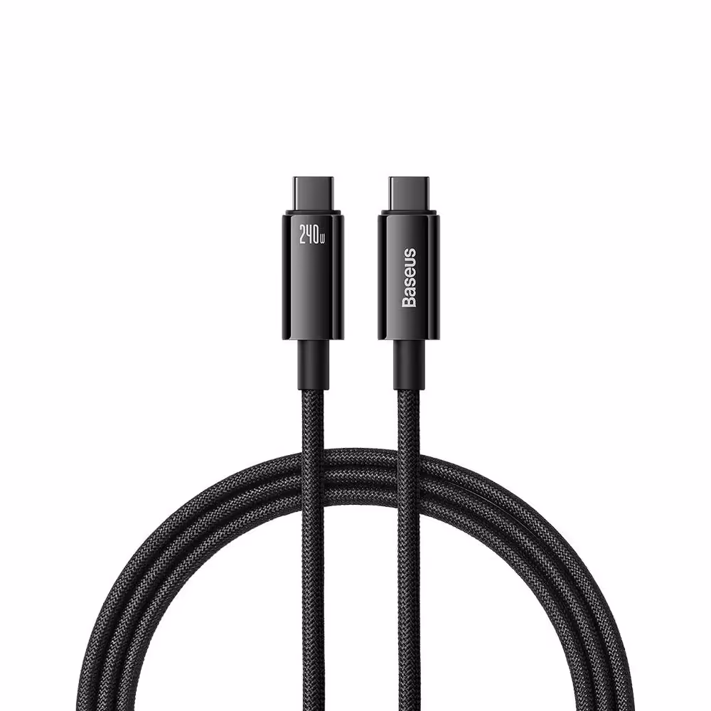 کابل شارژ باسئوس دو سر تایپ سی مدل Baseus Tungsten Gold Type-C to Type-C 240W CAWJ04001