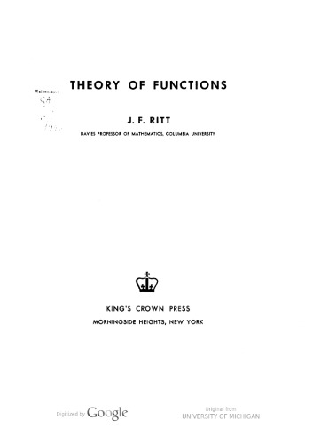 خرید و دانلود نسخه کامل کتاب Theory of Functions