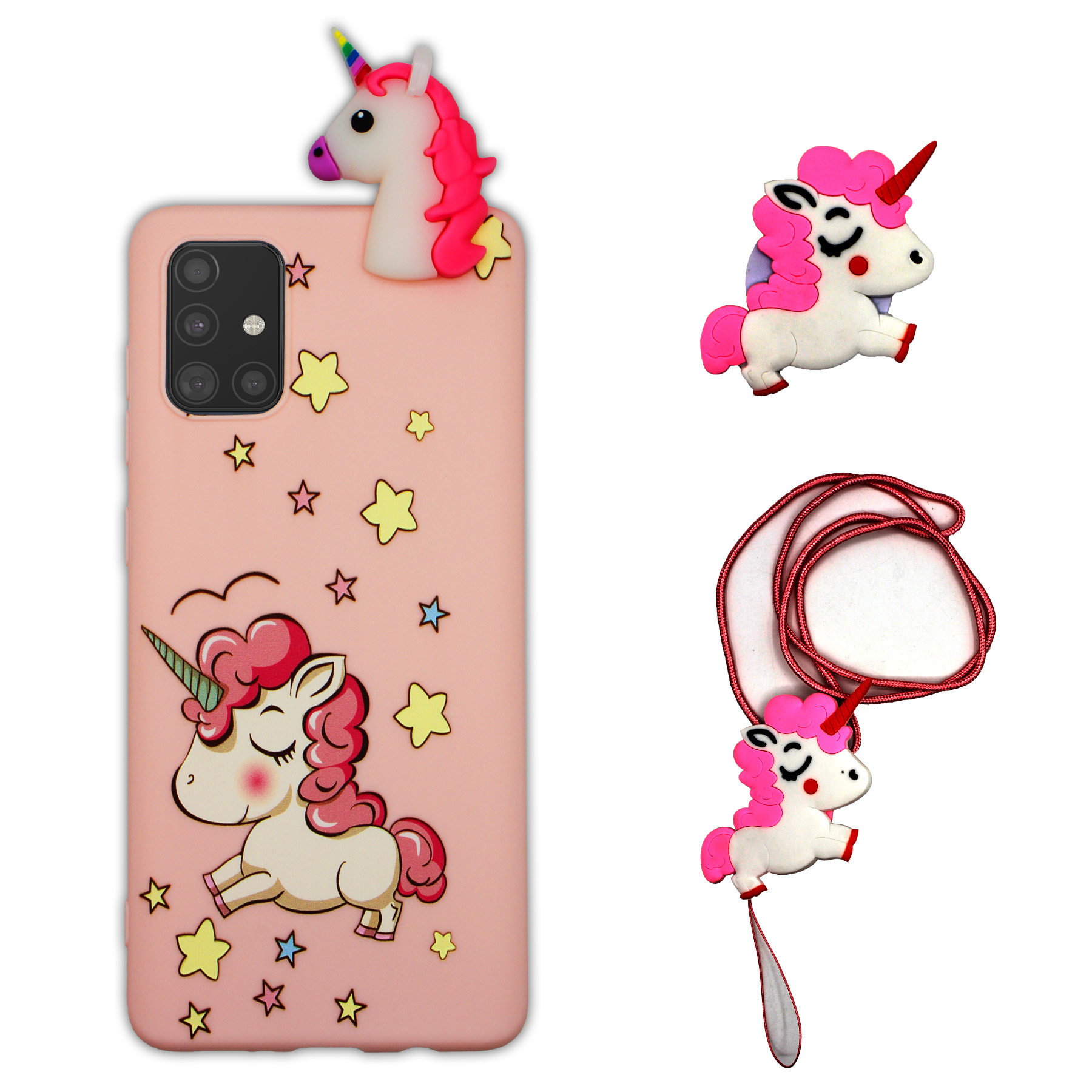  کاور مدل unicorn parandeh مناسب برای گوشی موبایل سامسونگ Galaxy A71 به همراه بند و پایه نگهدارنده
