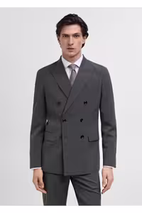 کت خاکستری مردانه ژاکت SLIM FIT اورجینال MANGO Man