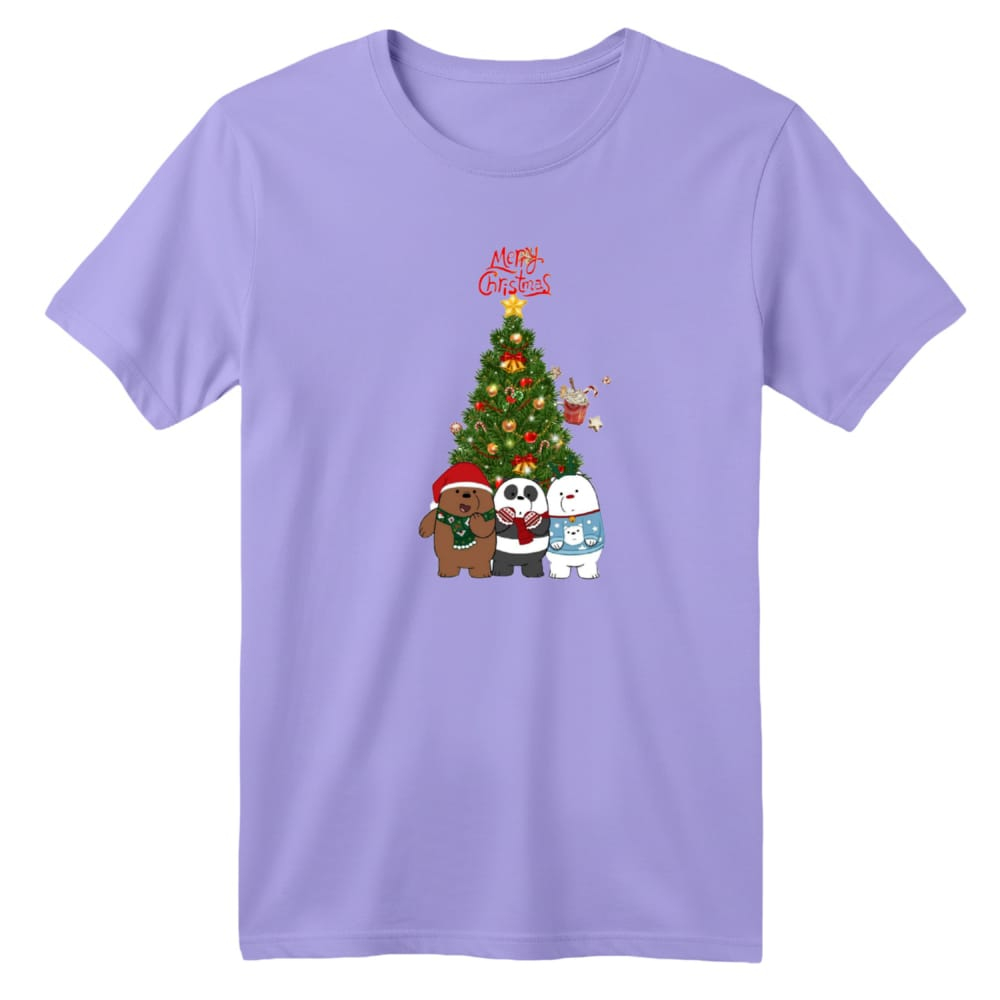 تی شرت آستین کوتاه بچگانه مدل خرس کریسمس کد 6 رنگ یاسی