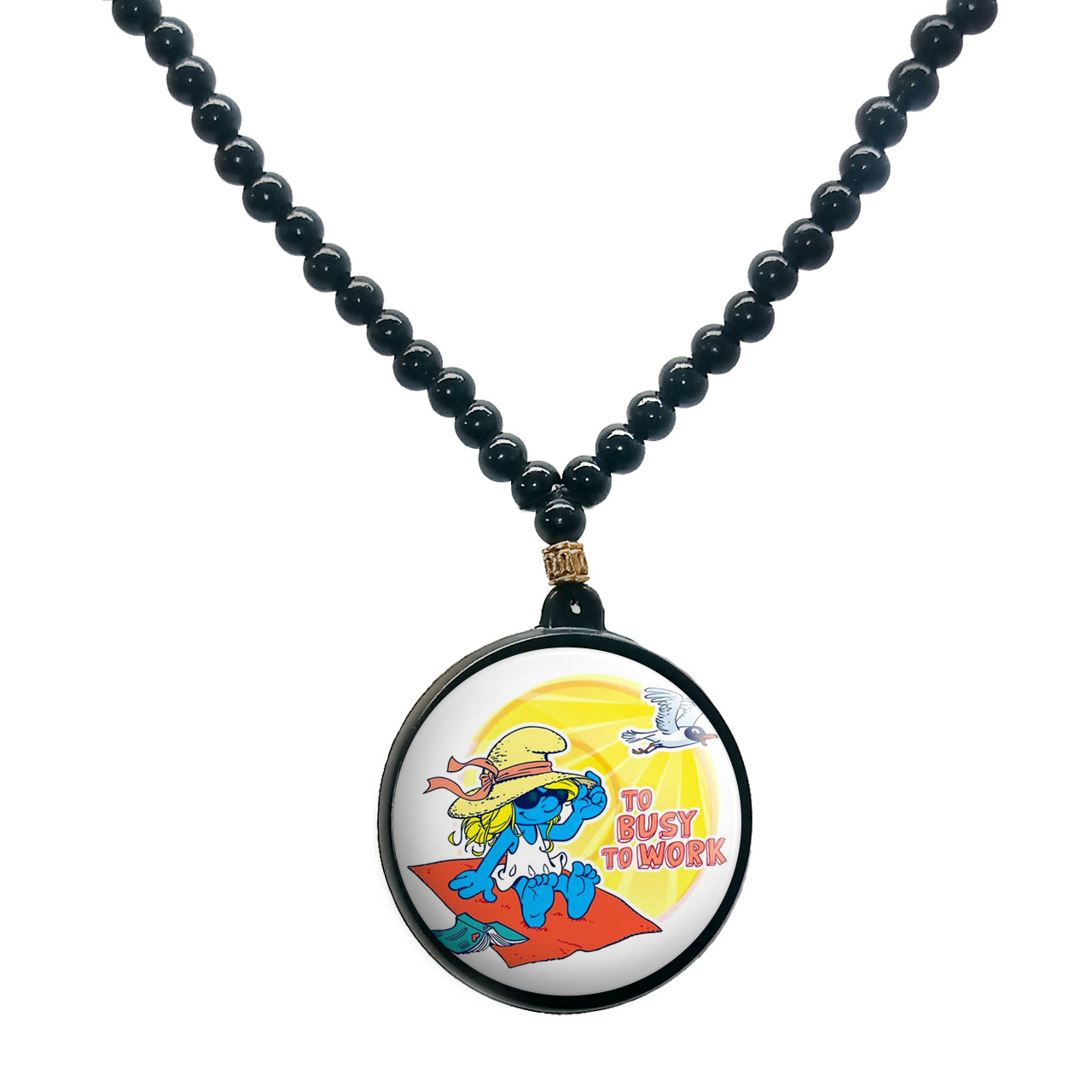 گردنبند پرمانه طرح اسمورف کد pmd.10542 مدل دو طرفه