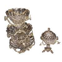 سرویس 4 تکه میوه و شیرنی و اجیل و شکلات خوری برنز کریستال شامپاینی