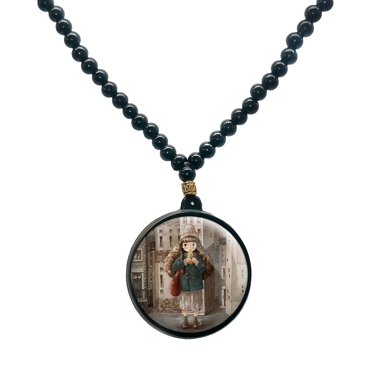 گردنبند پرمانه طرح دخترونه کد pmd.23479 مدل دو طرفه