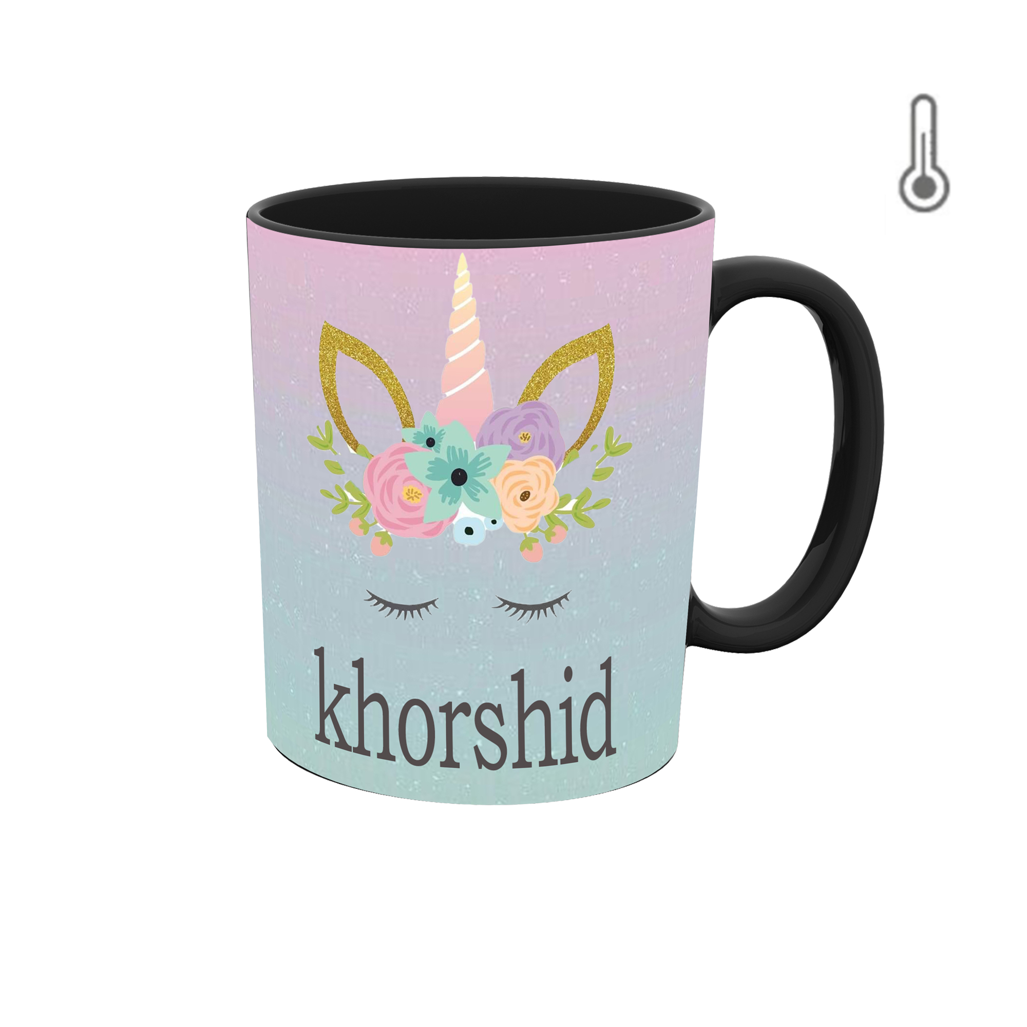 ماگ حرارتی طرح اسم خورشید مدل unicorn یونیکورن 