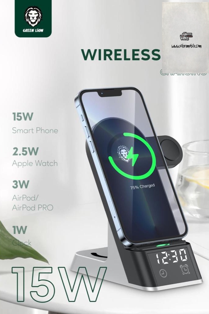 شارژر وایرلس 6 کاره گرین مدل 6IN1 wireless charger stand green