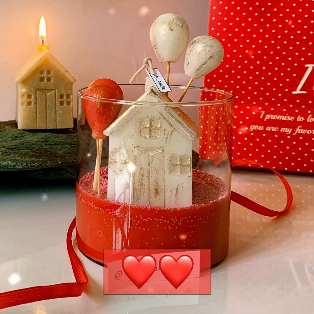 شمع فانتزی شیشه ای کلبه ارزوها(دستساز)