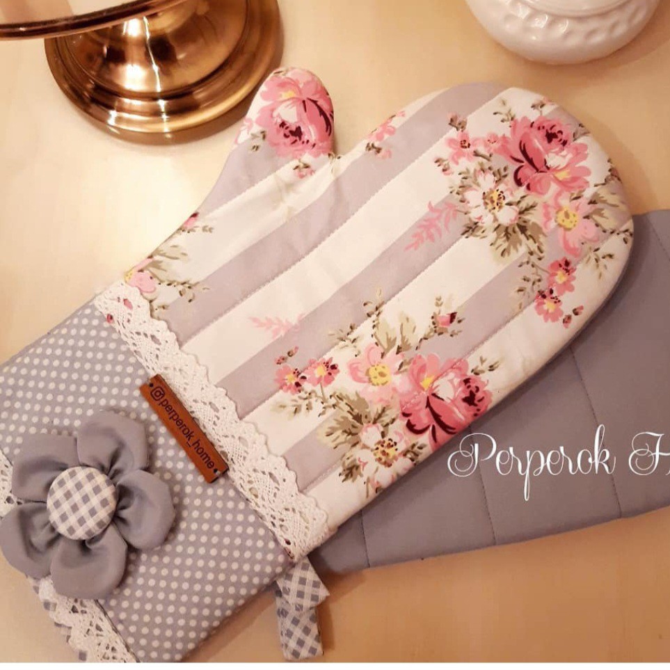 دستکش فر  گل  برجسته جنس کار کتان نخ  داخل کار پشم شیشه کوبیده نسوز