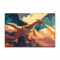 تابلو شاسی گوفی مدل چارزارد پوکمون انیمه ژاپنی Charizard Pokemon Anime کد FIR52 | دنیای قاب