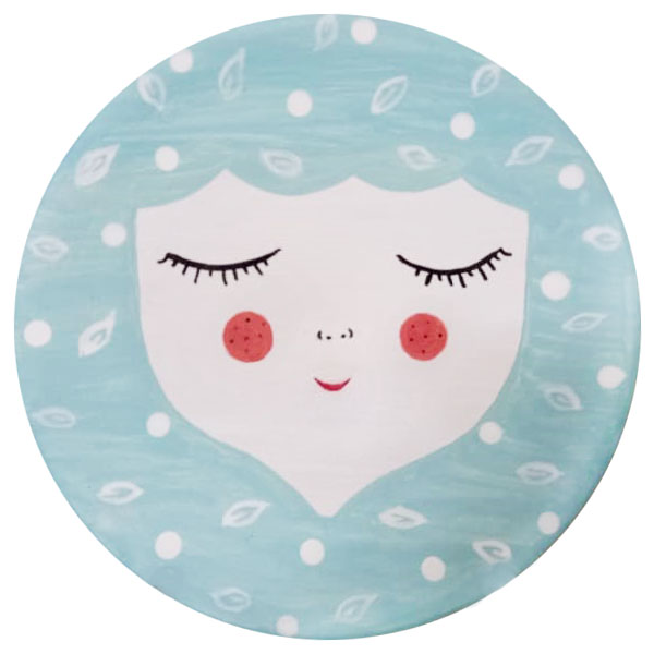 بشقاب دیوارکوب سفالی طرح دختر با مزه کد 1003