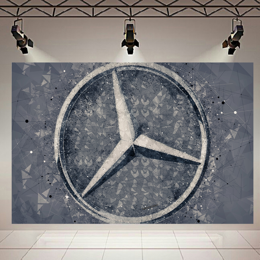تابلو بوم طرح لوگوی مرسدس بنز مدل Geometric Art کد AR3029
