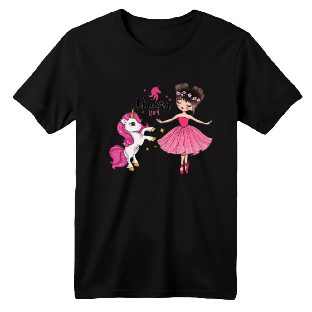 تی شرت آستین کوتاه بچگانه مدل یونیکورن کد 9 رنگ مشکی