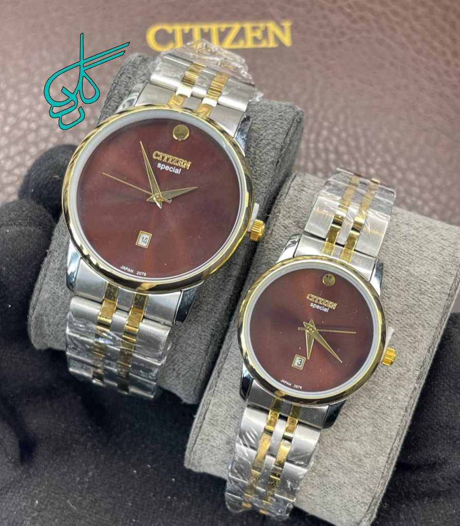 خرید ست ساعت زنانه و مردانه سیتیزن اسپشیال کیفیت عالی رنگ ثابت موتور ژاپن کد 2115971 - ردگل