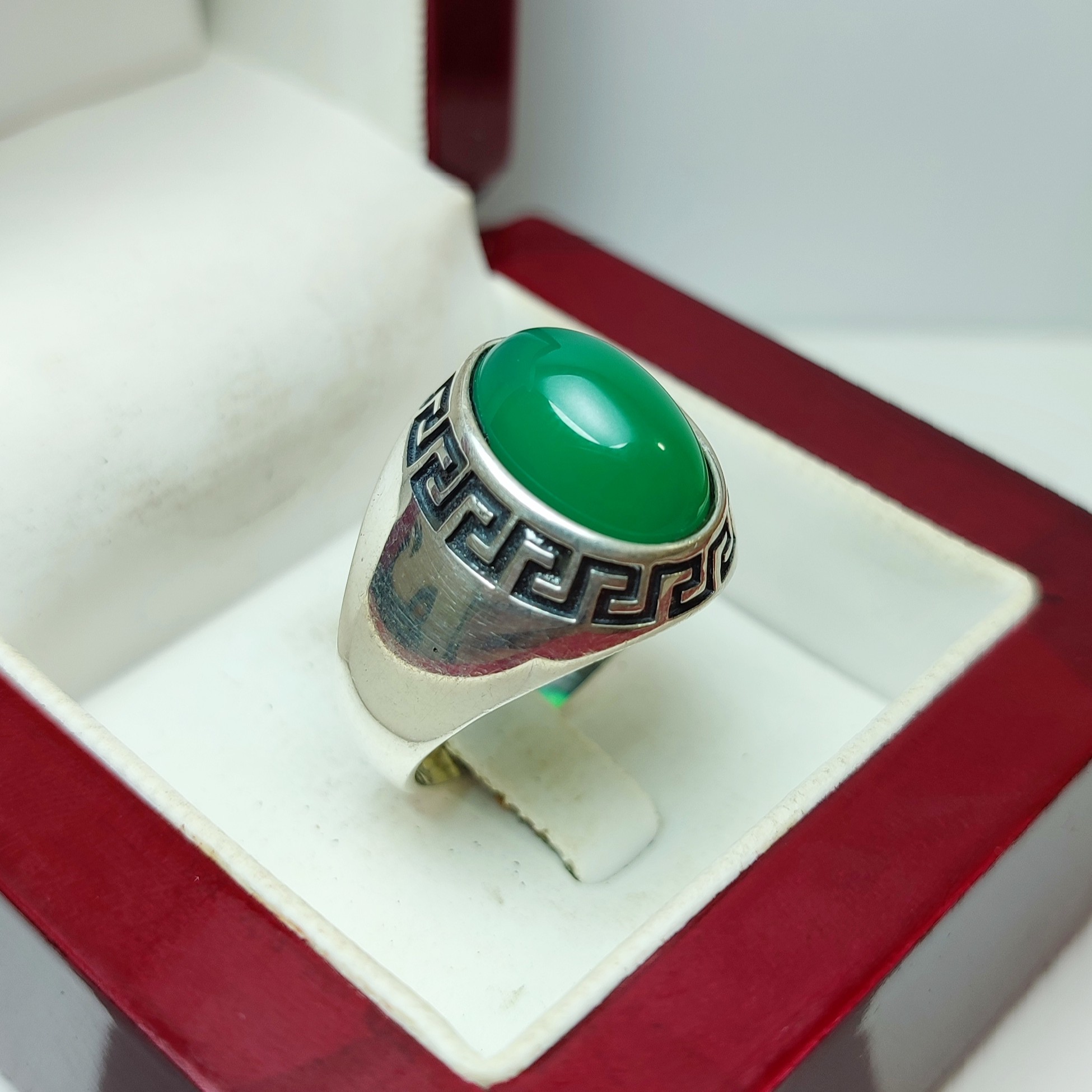 انگشتر نقره مردانه عقیق سبز