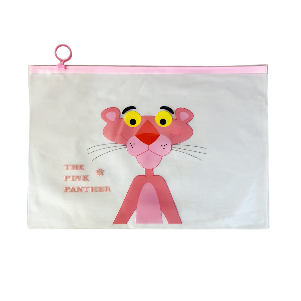 پوشه مدل زیپ دار پلنگ صورتی کد A4