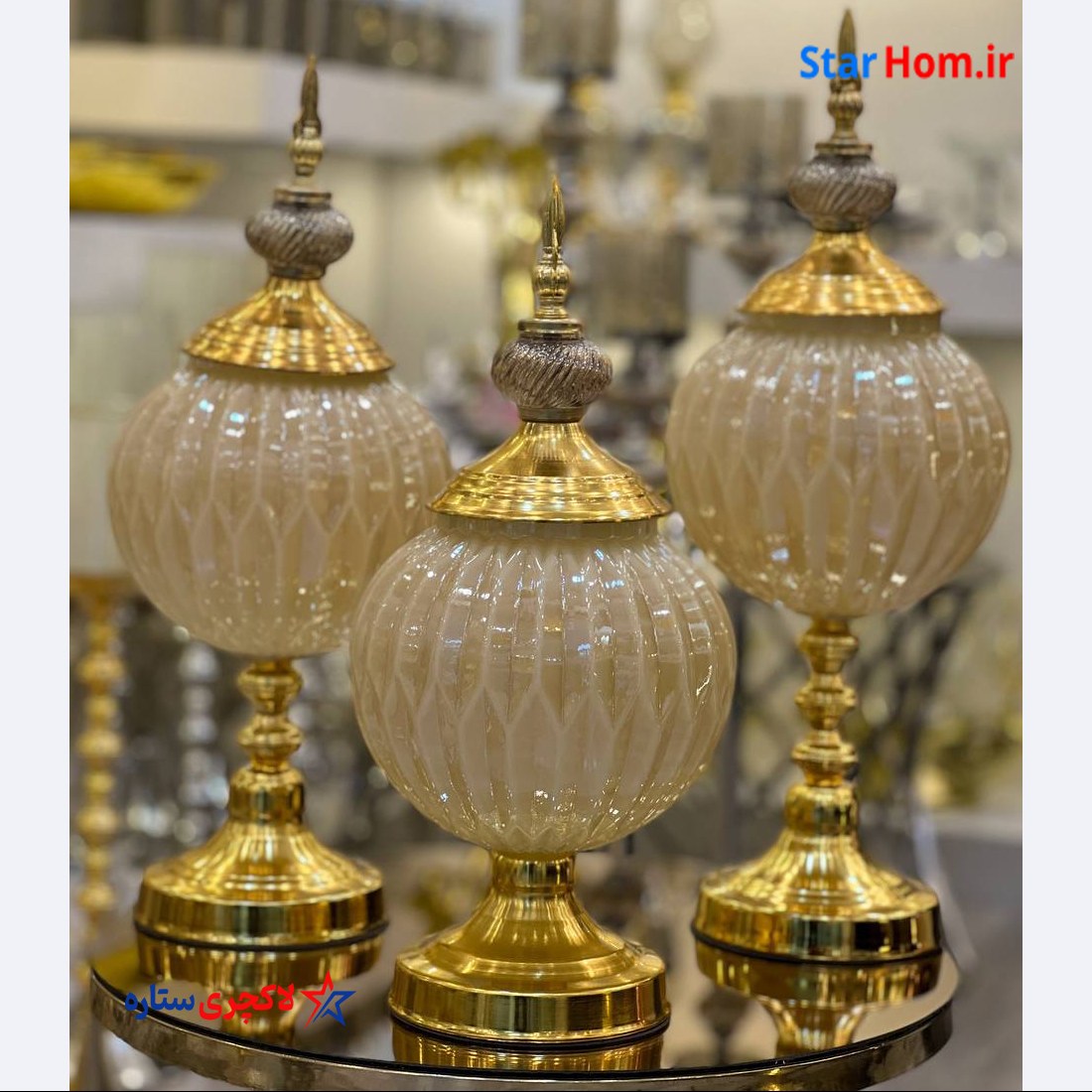 شکلات خوری سه سایز توپی الماسی طلایی و سیلور